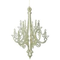 View 24" Champagne Glitter Chandelier Ornament