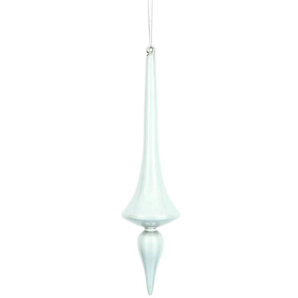 12" Silver Pearlized Finish Finial Ornament (3 pack)