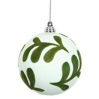 Vickerman 6" White/Green Matte Ball Ornament (6 pack)