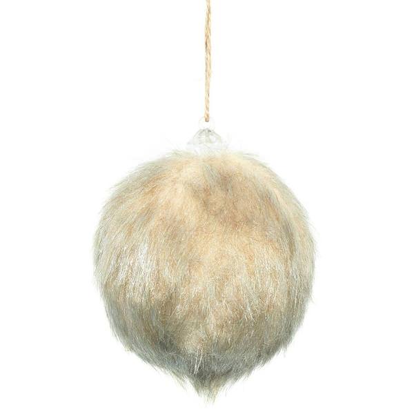 4" Wolf Faux Fur Linen Plush Ball Ornament (4 pack)