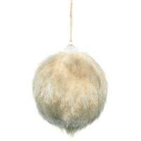 Vickerman 4" Wolf Faux Fur Linen Plush Ball Ornament (4 pack)
