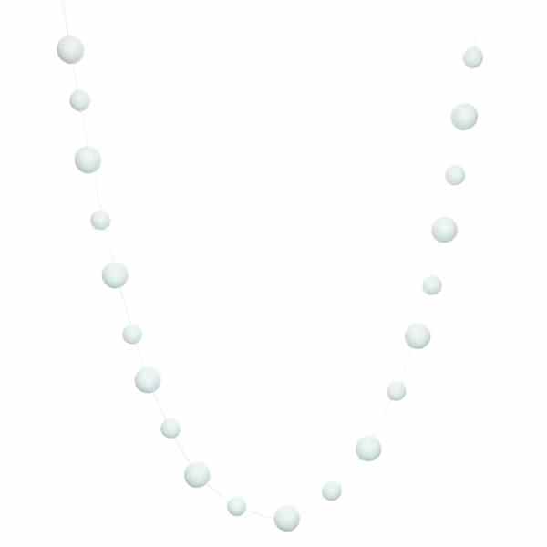6' White Pom-Pom Flocked Styrofoam Ball Garland