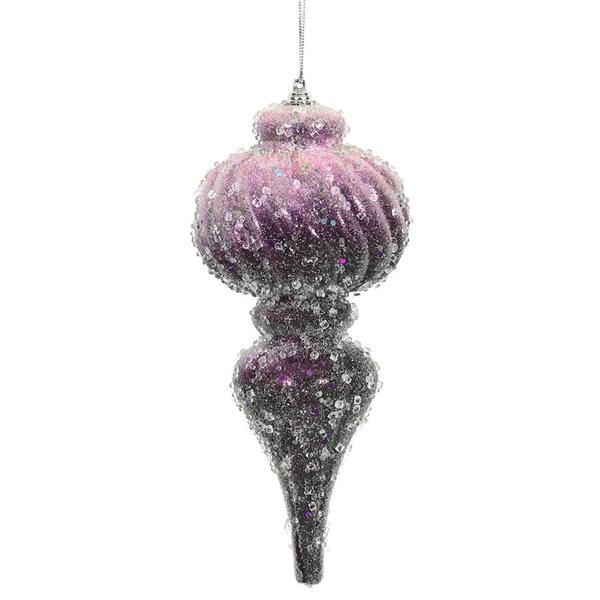 10.25" Plum/Pink Iced Finial Ornament (2 pack)
