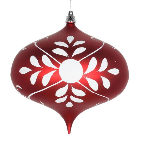 6.5" Red-White Matte Ball Ornament