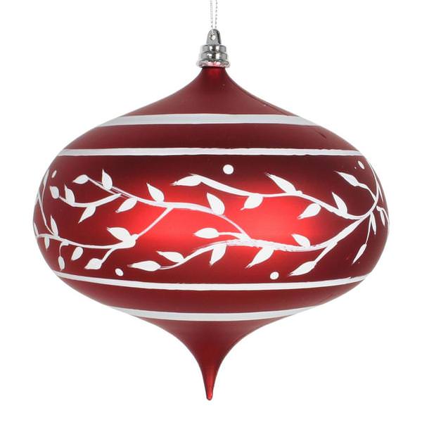 6.5" Red-White Matte Ball Ornament