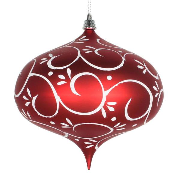 6.5" Red-White Matte Ball Ornament