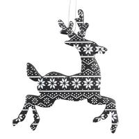Vickerman 6" Black/White Flat Hologram Reindeer Ornament (6 Pack)