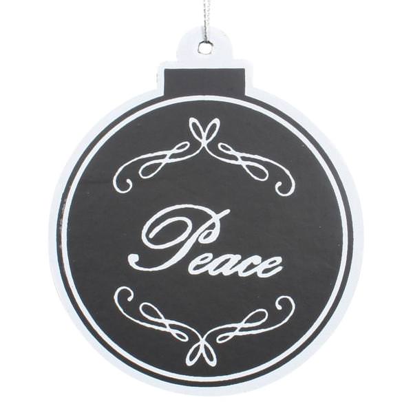 5.5" Black/White (Peace) Hologram Ball Christmas Ornament (6 pack)