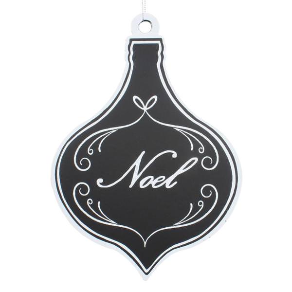 5.5" Black/White Flat "Noel" Onion Ornament (6 pack)