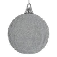 Vickerman 5.5" Gray Flocked Embossed Ball Ornament (2 pack)