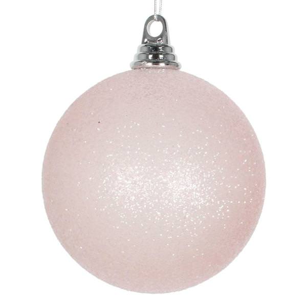 5.5" Pink Sugar Finish Ball Ornament (2 pack)