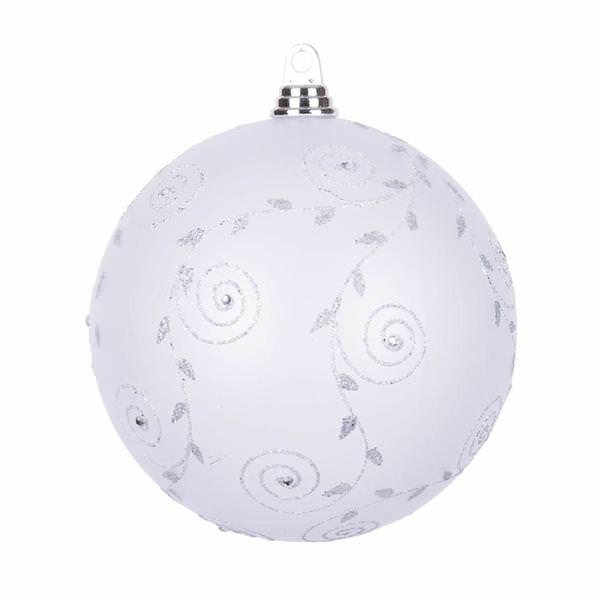 8" Gray/Silver Glitter Jewel Ball Christmas Ornament