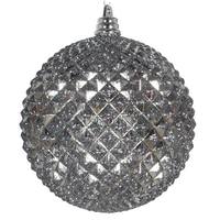 Vickerman 4" Pewter Shiny Durian Glitter Ball Christmas Ornament (4 pack)