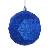 Vickerman 4.75" Blue Glitter Geometric Ball Ornament (4 pack)