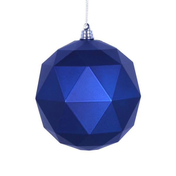4.75" Blue Matte Geometric Ball Ornament (4 pack)