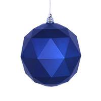 Vickerman 4.75" Blue Matte Geometric Ball Ornament (4 pack)