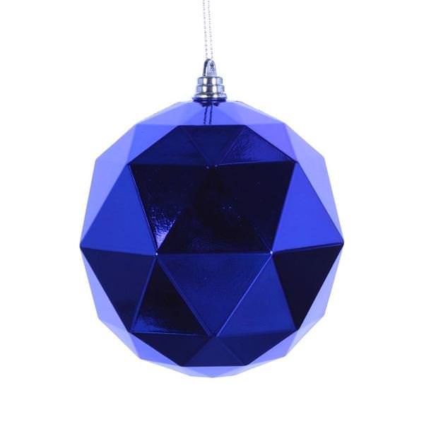 4.75" Blue Shiny Geometric Ball Ornament (4 pack)
