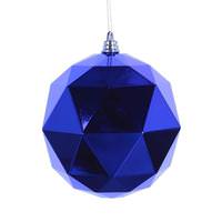 Vickerman 4.75" Blue Shiny Geometric Ball Ornament (4 pack)