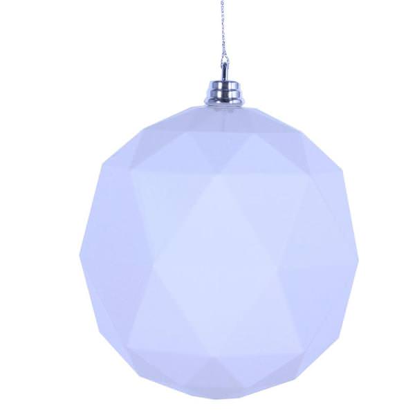 4.75" White Shiny Geometric Ball Ornament (4 pack)