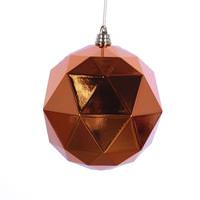Vickerman 4.75" Burnished Orange Shiny Geometric Ball Ornament (4 pack)