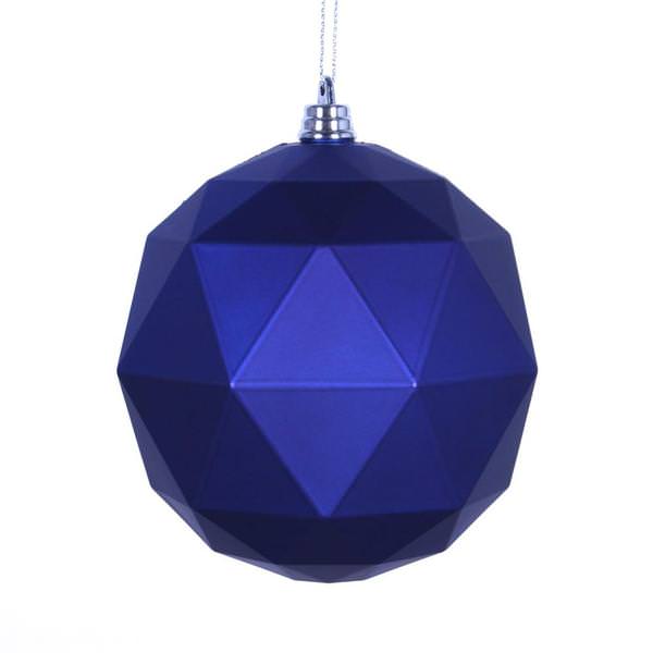 4.75" Cobalt Blue Matte Geometric Ball Ornament (4 pack)