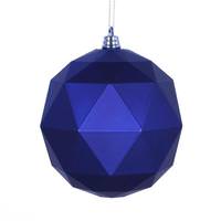 Vickerman 4.75" Cobalt Blue Matte Geometric Ball Ornament (4 pack)
