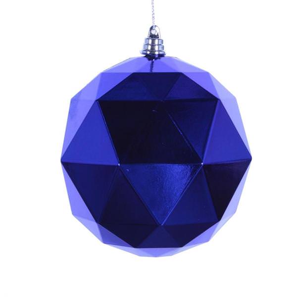 4.75" Cobalt Blue Shiny Geometric Ball Ornament (4 pack)