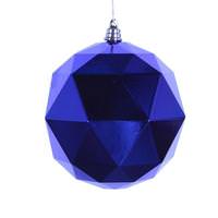 Vickerman 4.75" Cobalt Blue Shiny Geometric Ball Ornament (4 pack)
