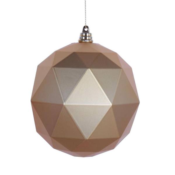 4.75" Honey Gold Matte Geometric Ball Ornament (4 pack)