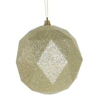 Vickerman 4.75" Champagne Glitter Geometric Ball Ornament (4 pack)
