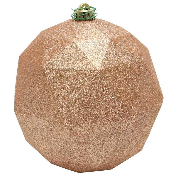4.75" Rose Gold Glitter Geometric Ball Ornament (4 pack)