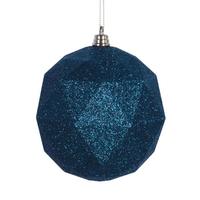 Vickerman 4.75" Sea Blue Glitter Geometric Ball Ornament (4 pack)