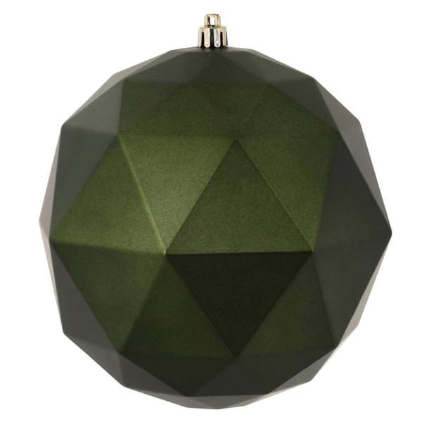 8" Moss Green Matte Geometric Ball Ornament