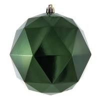 Vickerman 6" Moss Green Shiny Geometric Ball Ornament (4 pack)