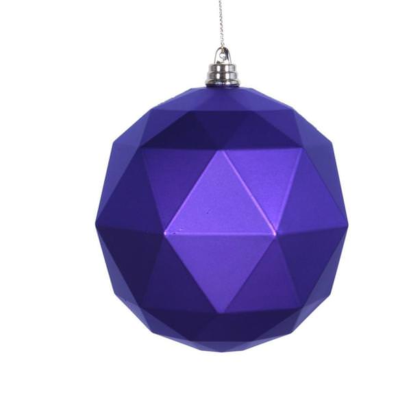 4.75" Purple Matte Geometric Ball Ornament (4 pack)