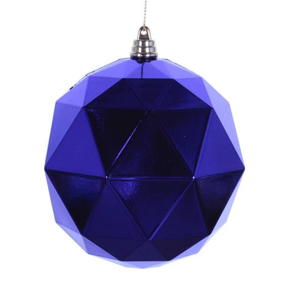 4.75" Purple Shiny Geometric Ball Ornament (4 pack)