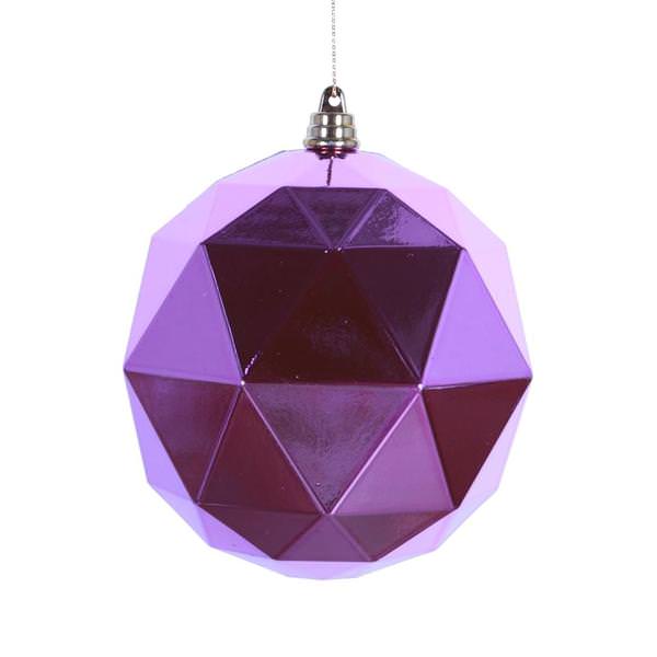 4.75" Orchid Shiny Geometric Ball Ornament (4 pack)