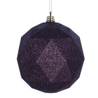 View 4.75" Mocha Glitter Geometric Ball Ornament (4 pack)
