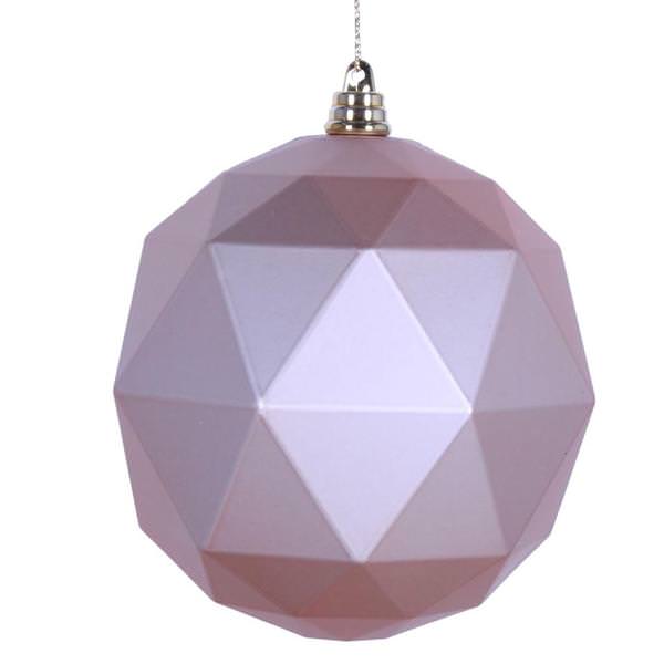 4.75" Cafe Latte Matte Geometric Ball Ornament (4 pack)