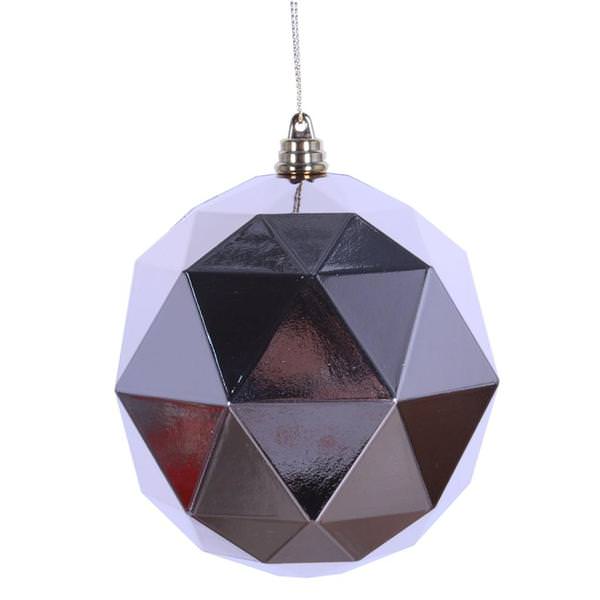 4.75" Cafe Latte Shiny Geometric Ball Ornament (4 pack)