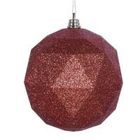 Vickerman 4.75" Copper Glitter Geometric Ball Ornament (4 pack)