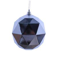 Vickerman 6" Silver Shiny Geometric Ball Ornament (4 pack)