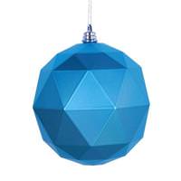 Vickerman 6" Turquoise Matte Geometric Ball Ornament (4 pack)