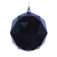 Vickerman 6" Black Shiny Geometric Ball Ornament (4 pack)