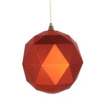 Vickerman 6" Burnished Orange Matte Geometric Ball Ornament (4 pack)