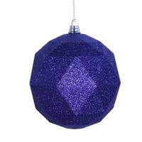 Vickerman 6" Cobalt Blue Glitter Finish Geometric Ball Ornament (4 pack)
