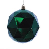 Vickerman 6" Emerald Shiny Geometric Ball Ornament (4 pack)