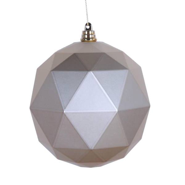 6" Champagne Matte Geometric Ball Ornament (4 pack)