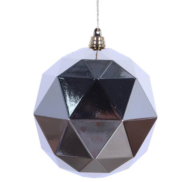 6" Champagne Shiny Geometric Ball Ornament (4 pack)