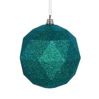 Vickerman 6" Seafoam Green Glitter Finish Geometric Ball Ornament (4 pack)